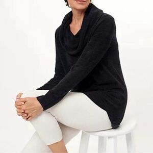Barefoot Dreams CozyChic Ultra Lite Cowl Neck Sweater in Black XL